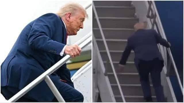 😱😱Donald Trump experiences ‘Biden moment’ after viral stumble up Air Force One stairs